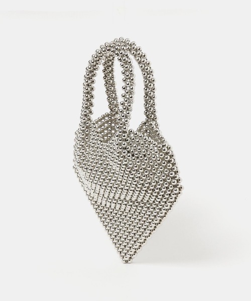 FOREVER 21(フォーエバー トゥエンティーワン)の「ビーズハートバッグ(ハンドバッグ・レディース・シルバー・FREE)」の4枚目の写真