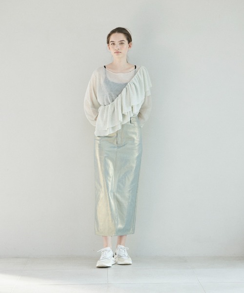 INED CLARO（イネドクラロ）の「シアーニットプルオーバー（ニット/セーター・レディース・グレー/ブラック・フリー）」の5枚目の写真