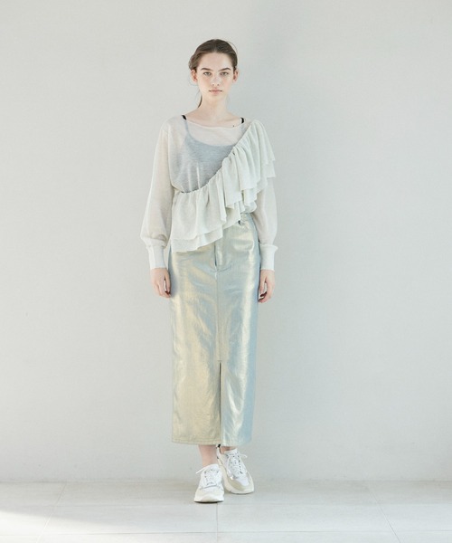 INED CLARO（イネドクラロ）の「シアーニットプルオーバー（ニット/セーター・レディース・グレー/ブラック・フリー）」の11枚目の写真