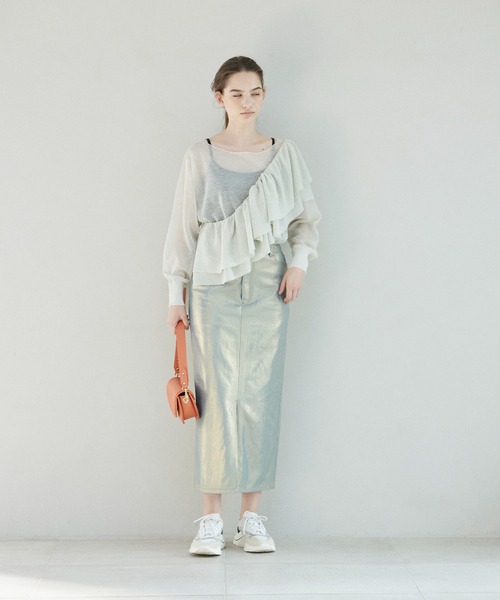 INED CLARO（イネドクラロ）の「シアーニットプルオーバー（ニット/セーター・レディース・グレー/ブラック・フリー）」の13枚目の写真