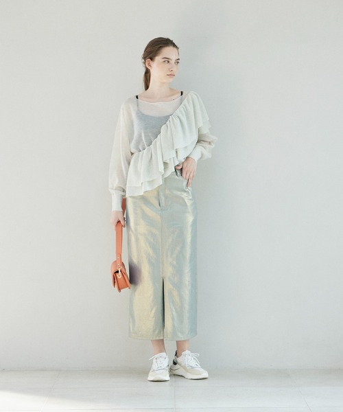 INED CLARO（イネドクラロ）の「シアーニットプルオーバー（ニット/セーター・レディース・グレー/ブラック・フリー）」の14枚目の写真