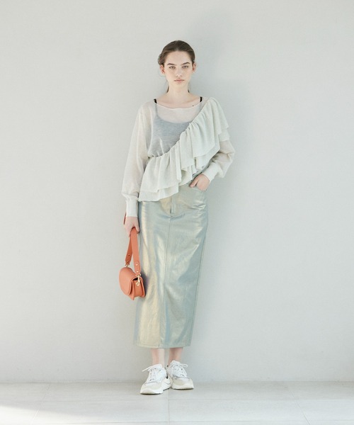 INED CLARO（イネドクラロ）の「シアーニットプルオーバー（ニット/セーター・レディース・グレー/ブラック・フリー）」の15枚目の写真