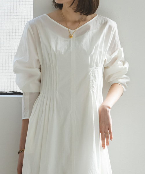 Noble（ノーブル）の「サイドタックシアーワンピース（ワンピース・レディース・ホワイト/ネイビー・36/38）」の16枚目の写真