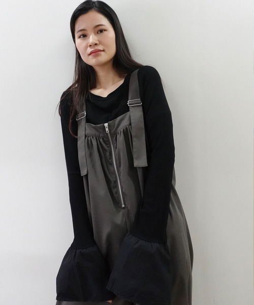 CORNERS（コーナーズ）の「フロントZIPサロペット（サロペット/オーバーオール・レディース・チャコールグレー/ブラック/ベージュ系その他・M）」の8枚目の写真