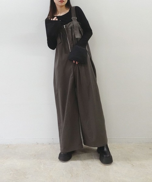 CORNERS（コーナーズ）の「フロントZIPサロペット（サロペット/オーバーオール・レディース・チャコールグレー/ブラック/ベージュ系その他・M）」の10枚目の写真