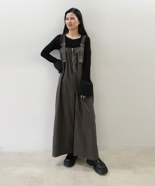 CORNERS（コーナーズ）の「フロントZIPサロペット（サロペット/オーバーオール・レディース・チャコールグレー/ブラック/ベージュ系その他・M）」の11枚目の写真