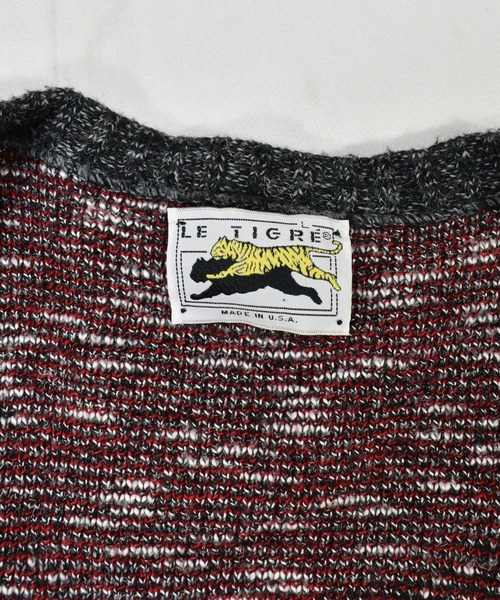 VINTAGE（ヴィンテージ）の「【ヴィンテージ古着】90's LE TIGRE デザインニットカーディガン USA製（カーディガン/ボレロ・メンズ・グレー・LARGE）」の4枚目の写真