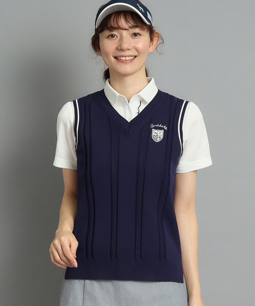 adabat（アダバット）の「◆【手洗い可】Vネック ニットベスト（ベスト・レディース・ネイビー/ホワイト・38/40/42）」の9枚目の写真