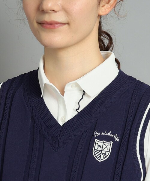 adabat（アダバット）の「◆【手洗い可】Vネック ニットベスト（ベスト・レディース・ネイビー/ホワイト・38/40/42）」の18枚目の写真