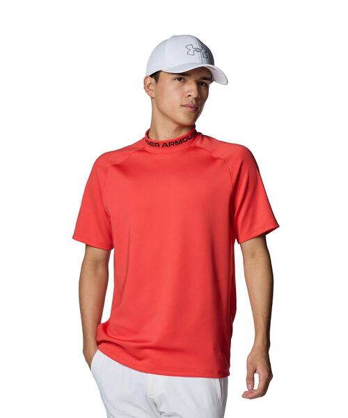 【新品】ムータマリン　ゴルフウェア　メンズ　半袖　モックネック　赤 MUTA MARINE ムータマリン モックネック 半袖Tシャツ バイカラー