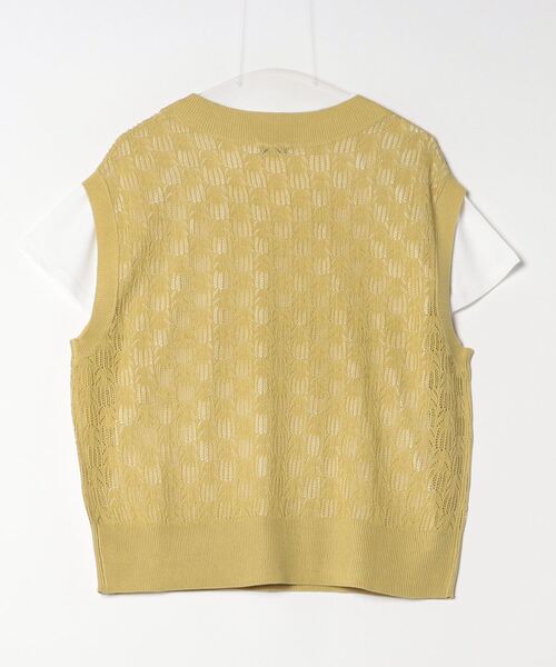 アンサンブル シアーニット ベスト × インナー セット NAVY 透かしシアーVネックベスト＋インナーTシャツセット