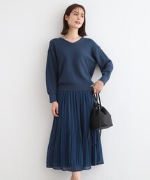 INDIVI | ◆【2点セット／洗える】フォルムニット＆プリーツスカート セットアップ(セットアップ)
