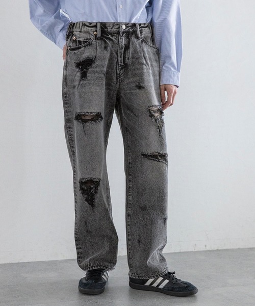 RAGEBLUE（レイジブルー）の「ダメージルーズフィットストレートデニムパンツ（デニムパンツ・メンズ・グレー/ブルー・MEDIUM/LARGE）」の17枚目の写真