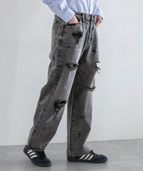 RAGEBLUE（レイジブルー）の「ダメージルーズフィットストレートデニムパンツ（デニムパンツ・メンズ・グレー/ブルー・MEDIUM/LARGE）」の18枚目の写真