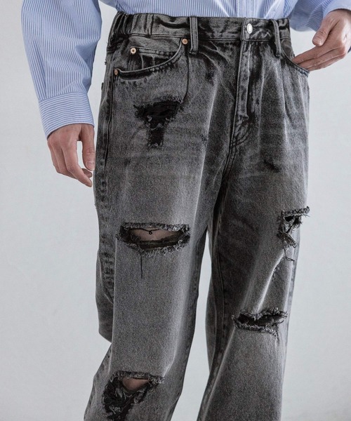 RAGEBLUE（レイジブルー）の「ダメージルーズフィットストレートデニムパンツ（デニムパンツ・メンズ・グレー/ブルー・MEDIUM/LARGE）」の19枚目の写真