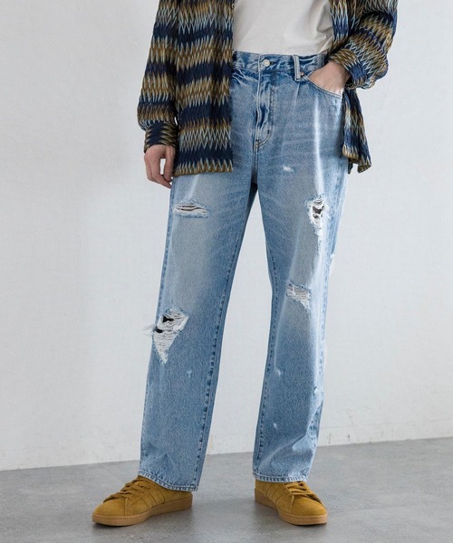 ジーンズ デニム パンツ ルーズ スリムフィット ドレープ 4731 ワンフォークロージング 1111clothing デニムパンツ スリム