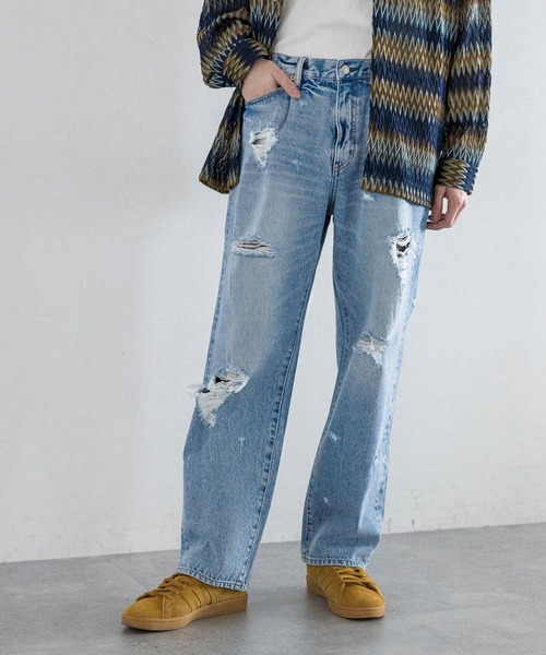 RAGEBLUE（レイジブルー）の「ダメージルーズフィットストレートデニムパンツ（デニムパンツ・メンズ・グレー/ブルー・MEDIUM/LARGE）」の3枚目の写真