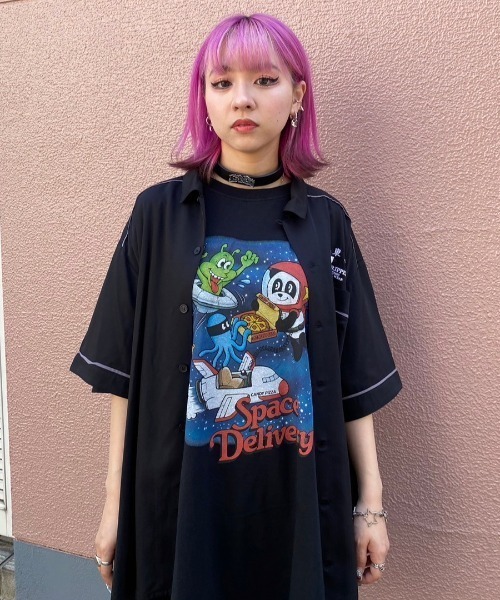 Candy Stripper(キャンディストリッパー)の「SPACE DELIVERY BIG BIG Tシャツ(Tシャツ/カットソー・レディース・オフホワイト/ブラック/パープル・2)」の16枚目の写真