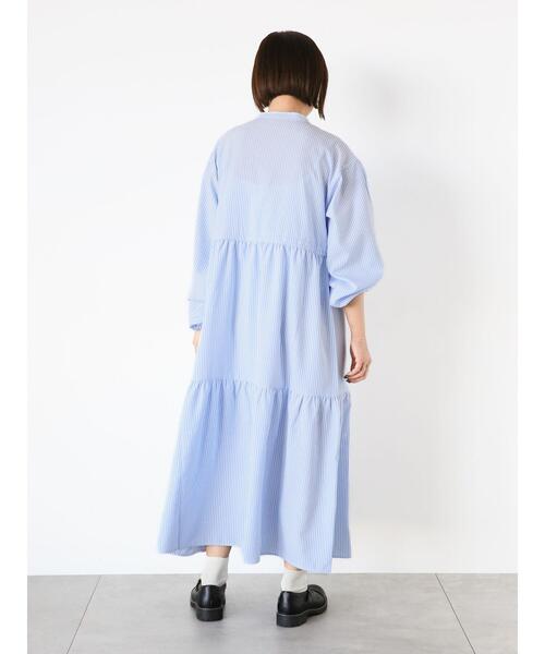 ehka sopo（エヘカソポ）の「ストライプティアードワンピース（ワンピース・レディース・グリーン/サックスブルー/ブラック・F）」の20枚目の写真