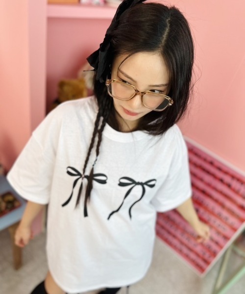 ipugo(イプゴ)の「ipugo/イプゴ リボンビッグT 夏物 夏服(Tシャツ/カットソー・レディース・ホワイト/ブラック・FREE)」の16枚目の写真