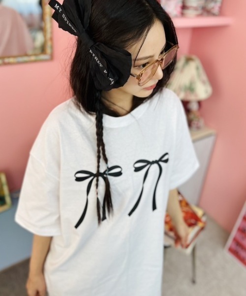 ipugo(イプゴ)の「ipugo/イプゴ リボンビッグT 夏物 夏服(Tシャツ/カットソー・レディース・ホワイト/ブラック・FREE)」の17枚目の写真