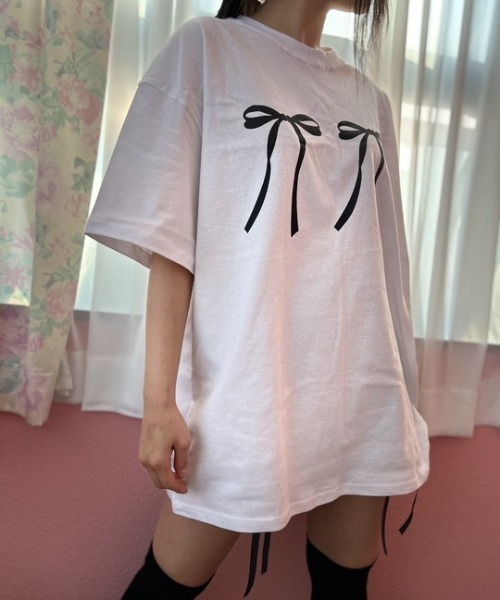 ipugo(イプゴ)の「ipugo/イプゴ リボンビッグT 夏物 夏服(Tシャツ/カットソー・レディース・ホワイト/ブラック・FREE)」の14枚目の写真
