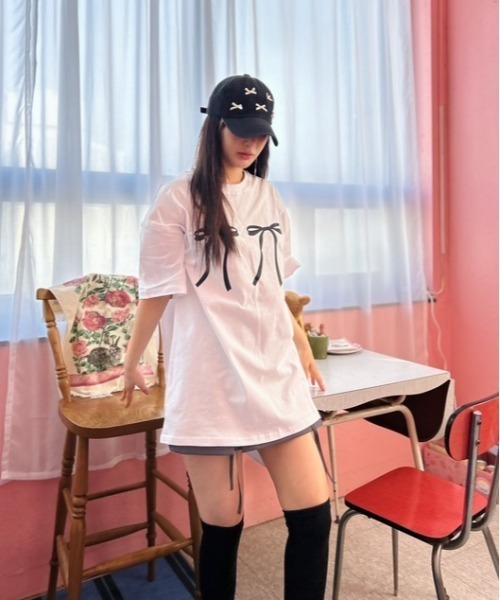ipugo(イプゴ)の「ipugo/イプゴ リボンビッグT 夏物 夏服(Tシャツ/カットソー・レディース・ホワイト/ブラック・FREE)」の20枚目の写真