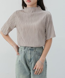 ウェーブジャガードメロープチハイネックTEE