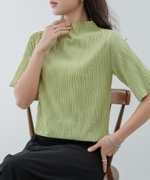 ウェーブジャガードメロープチハイネックTEE