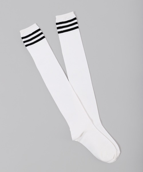 PHILLY（フィリー）の「【PHILLY】ラインニーハイソックス（ソックス/靴下・レディース・ホワイト/ブラック/グレー・FREE）」の2枚目の写真
