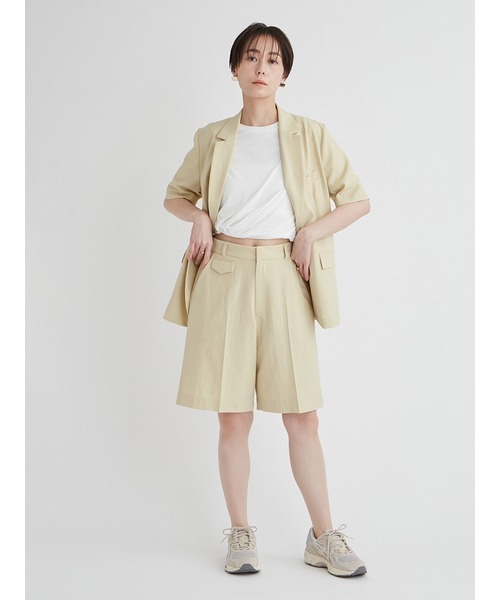 ENFOLD　センタープレス　ハーフパンツ ポケット付きセンタープレスハーフパンツ