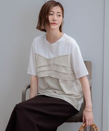 23区 L（ニジュウサンクオオキイサイズ）の「【WEB限定カラーあり/洗える】スムースデザイン コンビ カットソー（Tシャツ/カットソー）」