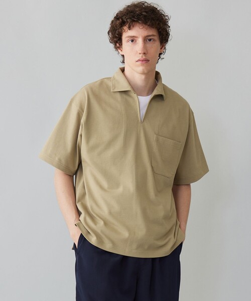 UNFILO(アンフィーロ)の「PLAX カノコ ポロシャツ(Tシャツ/カットソー・メンズ・スモーキーグリーン系/ネイビー系・SMALL/MEDIUM/LARGE/X-LARGE)」の1枚目の写真