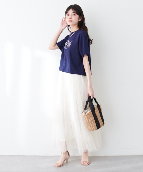natural couture（ナチュラルクチュール）の「プリントロゴT（Tシャツ/カットソー・レディース・ブルー/オフホワイト/ピンク/ネイビー・FREE）」の10枚目の写真