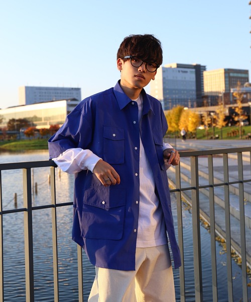 ZIP FIVE（ジップファイブ）の「【ZIP FIVE】 TCブロード マルチポケット オーバーサイズ ハーフスリーブ シャツ（シャツ/ブラウス・メンズ・チャコール/ブルー系/ホワイト/ホワイト系/ブルー・MEDIUM/LARGE）」の22枚目の写真