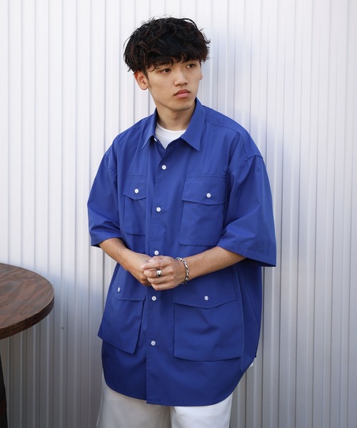 ZIP FIVE（ジップファイブ）の「【ZIP FIVE】 TCブロード マルチポケット オーバーサイズ ハーフスリーブ シャツ（シャツ/ブラウス・メンズ・チャコール/ブルー系/ホワイト/ホワイト系/ブルー・MEDIUM/LARGE）」の18枚目の写真