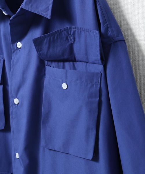 ZIP FIVE（ジップファイブ）の「【ZIP FIVE】 TCブロード マルチポケット オーバーサイズ ハーフスリーブ シャツ（シャツ/ブラウス・メンズ・チャコール/ブルー系/ホワイト/ホワイト系/ブルー・MEDIUM/LARGE）」の8枚目の写真