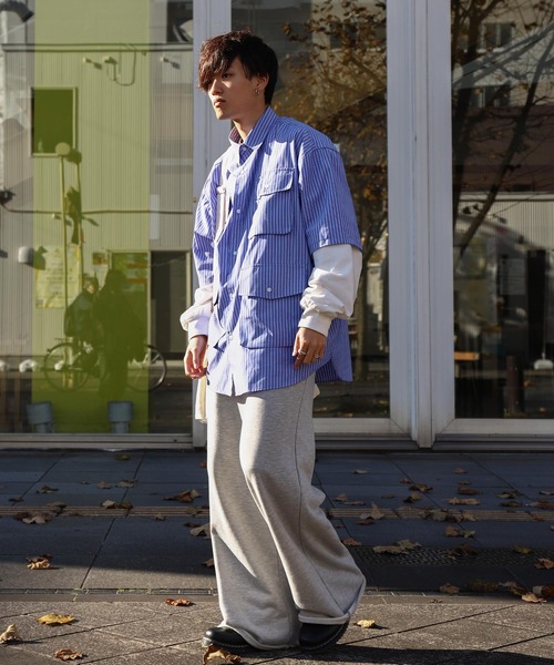 ZIP FIVE（ジップファイブ）の「【ZIP FIVE】 TCブロード マルチポケット オーバーサイズ ハーフスリーブ シャツ（シャツ/ブラウス・メンズ・チャコール/ブルー系/ホワイト/ホワイト系/ブルー・MEDIUM/LARGE）」の14枚目の写真