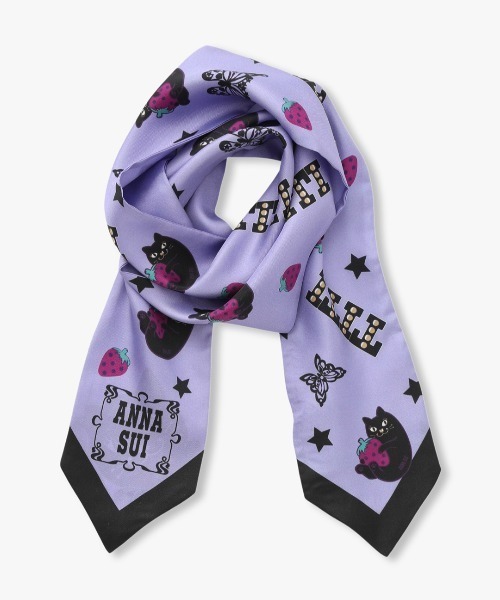 ANNA SUI（アナスイ）の「シルクナロースカーフ（バンダナ/スカーフ・レディース・パープル/ブラック/ブルー/イエロー/ピンク/ライトパープル・FREE）」の3枚目の写真