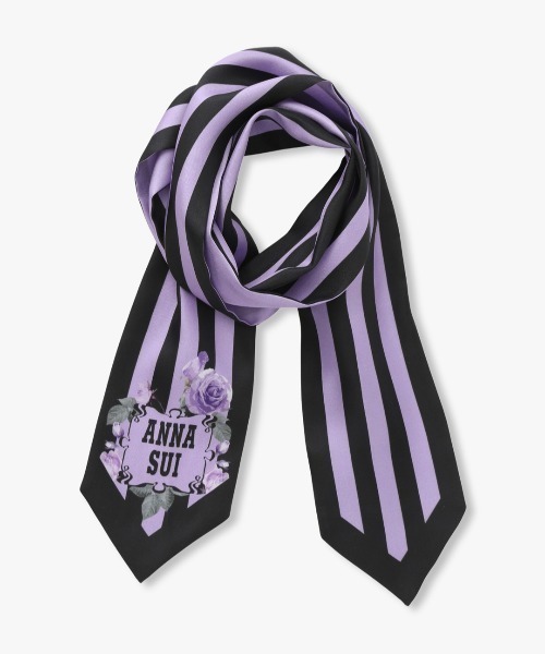 ANNA SUI（アナスイ）の「シルクナロースカーフ（バンダナ/スカーフ・レディース・パープル/ブラック/ブルー/イエロー/ピンク/ライトパープル・FREE）」の4枚目の写真