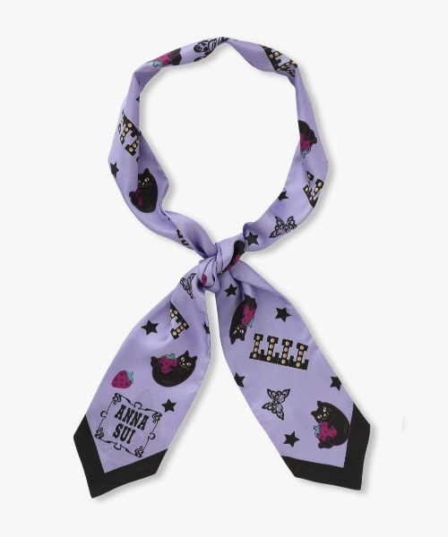 ANNA SUI（アナスイ）の「シルクナロースカーフ（バンダナ/スカーフ・レディース・パープル/ブラック/ブルー/イエロー/ピンク/ライトパープル・FREE）」の12枚目の写真