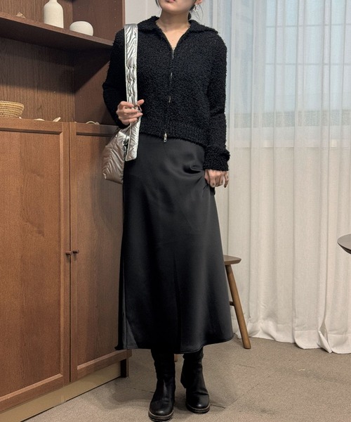 3.3 Field Trip （3.3フィールドトリップ）の「3.3 Field Trip／サテンスカート 2114008（スカート・レディース・クリーム/ブラック・MEDIUM）」の4枚目の写真