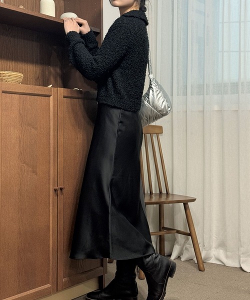 3.3 Field Trip （3.3フィールドトリップ）の「3.3 Field Trip／サテンスカート 2114008（スカート・レディース・クリーム/ブラック・MEDIUM）」の5枚目の写真