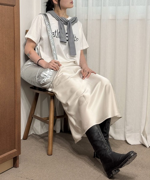 3.3 Field Trip （3.3フィールドトリップ）の「3.3 Field Trip／サテンスカート 2114008（スカート・レディース・クリーム/ブラック・MEDIUM）」の9枚目の写真