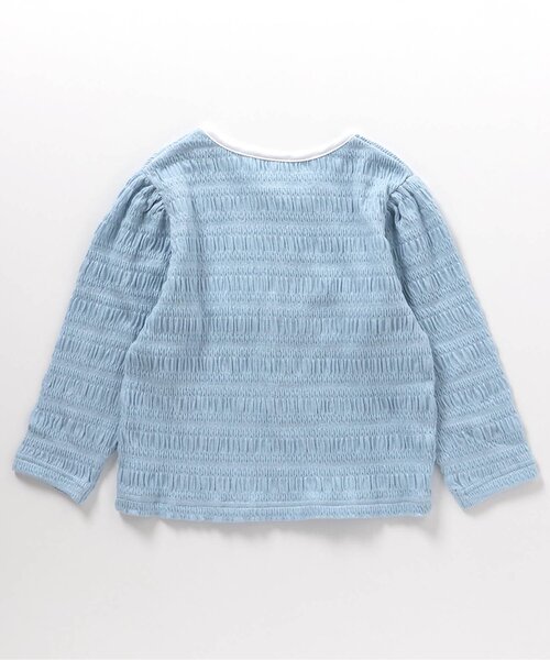 apres les cours（アプレレクール）の「シャーリングリボンUVカーデ（カーディガン/ボレロ・キッズ・アイボリー/ブルー・80/90/100/120/130/140/110）」の6枚目の写真