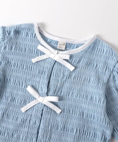 apres les cours（アプレレクール）の「シャーリングリボンUVカーデ（カーディガン/ボレロ・キッズ・アイボリー/ブルー・80/90/100/120/130/140/110）」の7枚目の写真