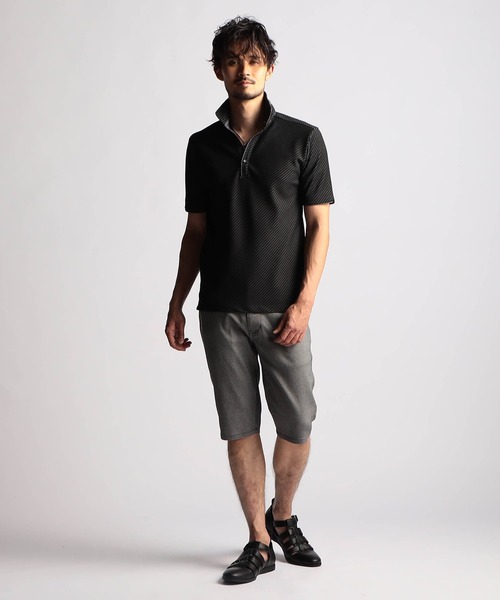 NICOLE CLUB FOR MEN(ニコルクラブフォーメン)の「【24年モデル EC限定再販売】ブライトタックバイアススキッパーポロシャツ(ポロシャツ・メンズ・ネイビー系/ブラック×ホワイト/ホワイト×ブラック・MEDIUM/X-LARGE/LARGE/XX-LARGE)」の6枚目の写真