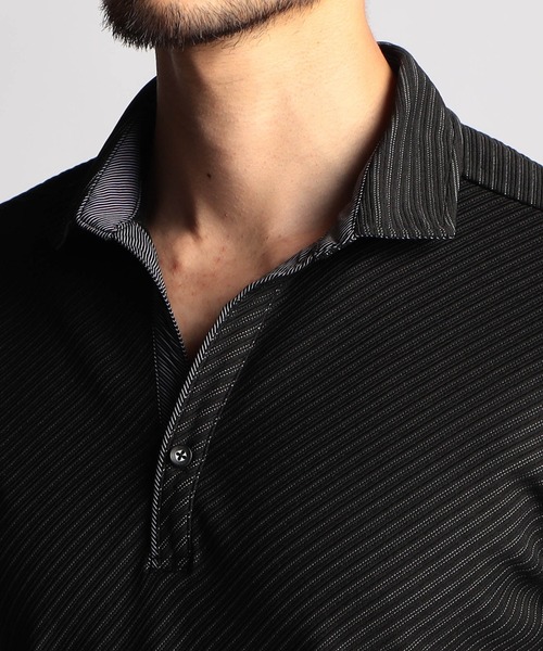 NICOLE CLUB FOR MEN(ニコルクラブフォーメン)の「【24年モデル EC限定再販売】ブライトタックバイアススキッパーポロシャツ(ポロシャツ・メンズ・ネイビー系/ブラック×ホワイト/ホワイト×ブラック・MEDIUM/X-LARGE/LARGE/XX-LARGE)」の12枚目の写真