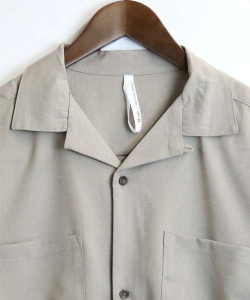 【セール】linen like open collar shirt/リネンライク オープンカラー シャツ/半袖シャツ（シャツ/ブラウス）｜Starting Over（スターティングオーバー）