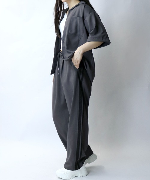 【セール】linen like open collar shirt/リネンライク オープンカラー シャツ/半袖シャツ（シャツ/ブラウス）｜Starting Over（スターティングオーバー）